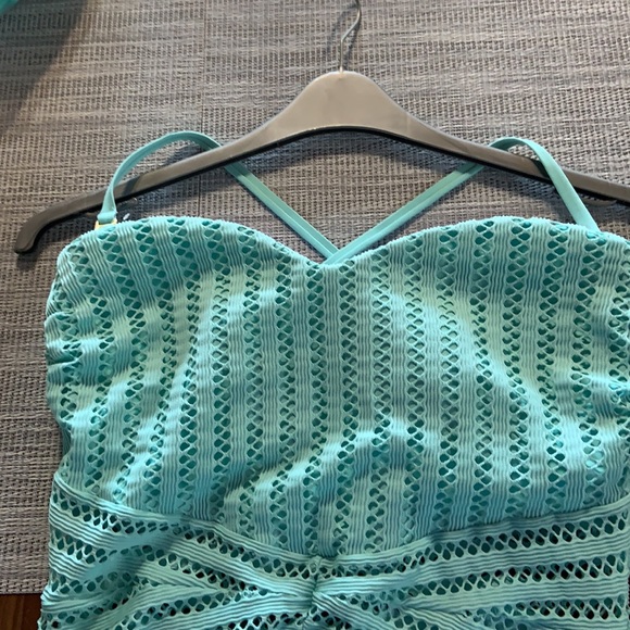 Kenneth Cole Aqua/Teal/Turquoise crochet cutout one piece XL NWT - Picture 7 of 10